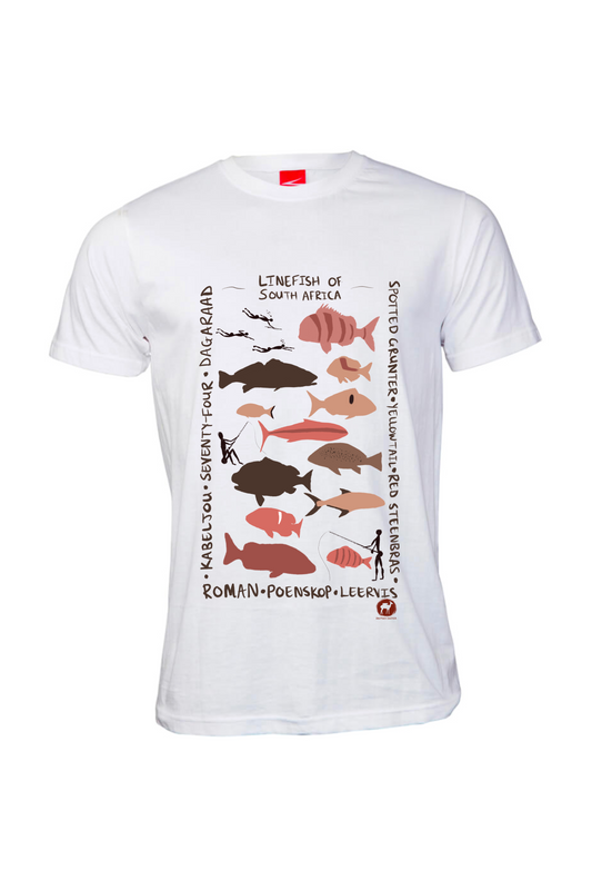 White Linefish and Reef fish Rock Art T-Shirt of South African species